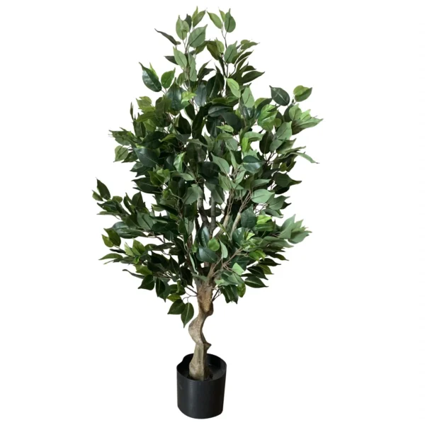 100cm Premium Artificial Ficus Twist Tree Silver Planter - Image 5