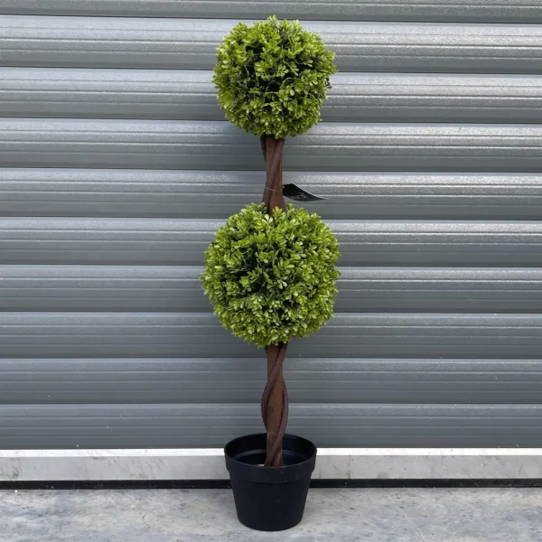 90cm Green Double Ball Topiary Tree