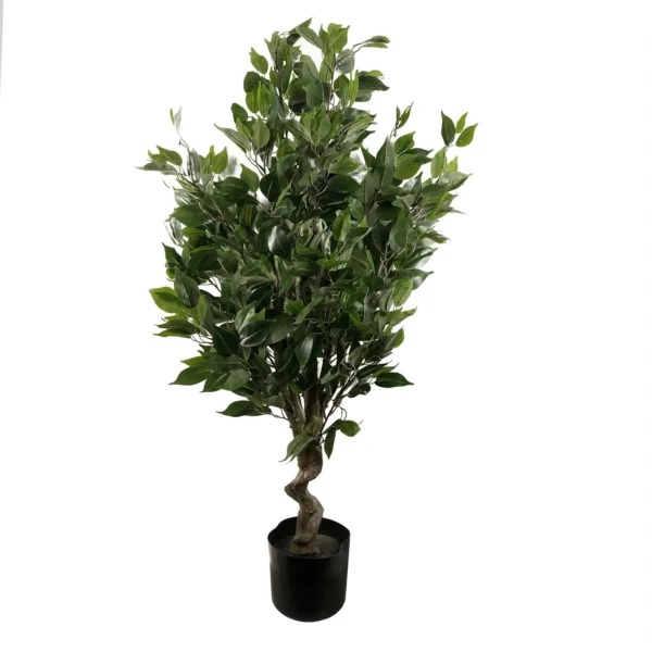 110cm Artificial Ficus Tree Silver Planter - Image 2