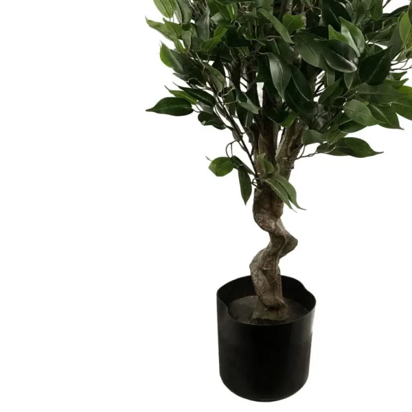 110cm Artificial Ficus Tree Silver Planter - Image 3