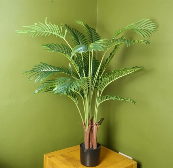 110cm Artificial Areca Palm Tree in Black Pot - Image 3