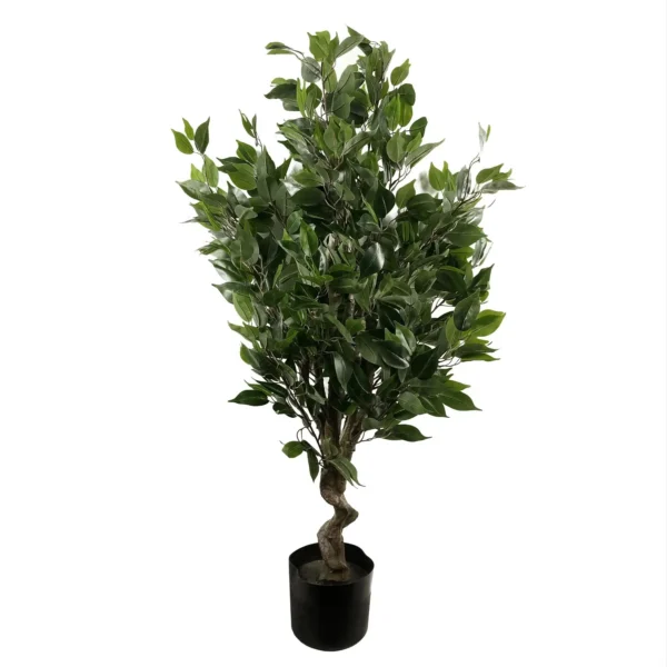 110cm Artificial Ficus Tree Plant Silver Planter - Image 2