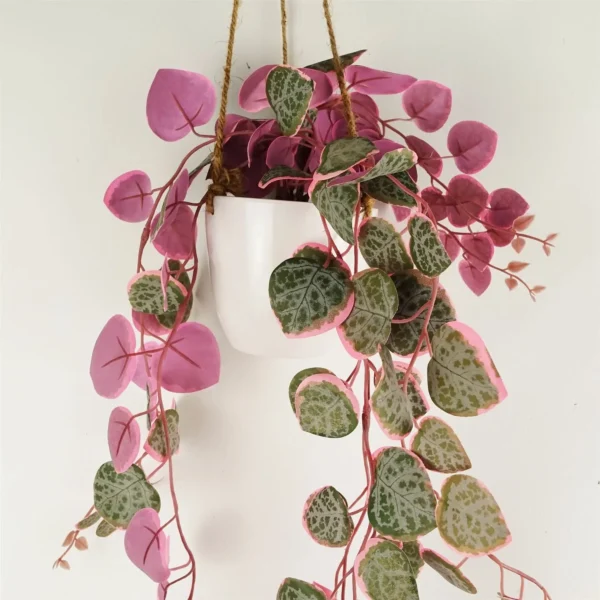 90cm Artificial Potted Trailing Hanging Pink Plant Realistic - String of Hearts - Image 3