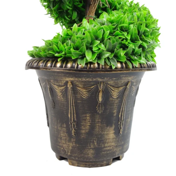 90cm Green Large Leaf Spiral with Decorative Planter - Image 9