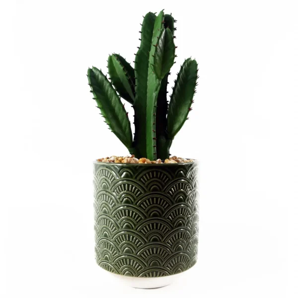 Artificial Cactus Cacti Planter Green Ceramic - Image 3