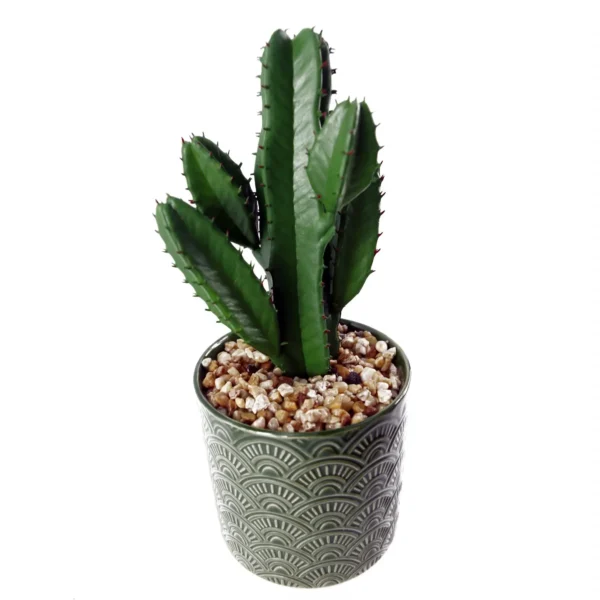 Artificial Cactus Cacti Planter Green Ceramic - Image 5