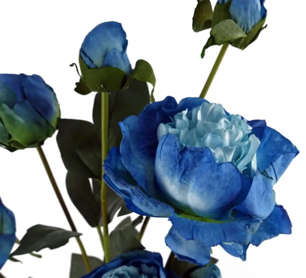 6 x Blue Peony Artificial Flower - Image 3