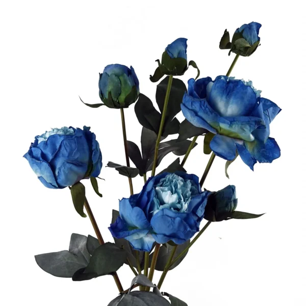 6 x Blue Peony Artificial Flower - Image 4