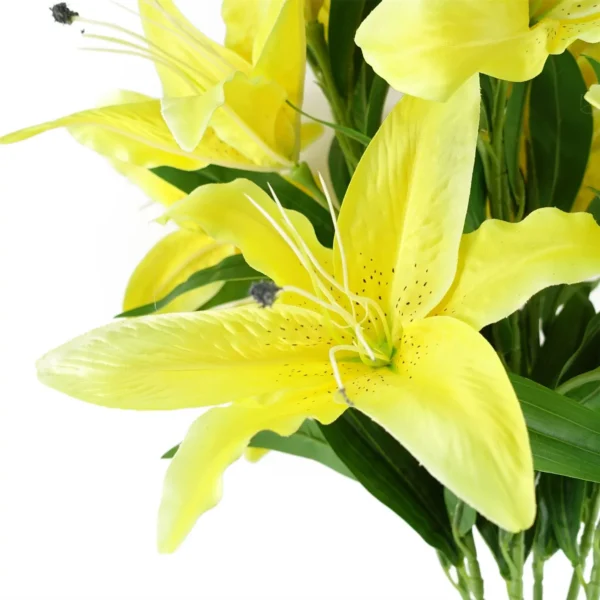 Artificial Flowers Large Yellow Lily Stem - 3 Flowers 100cm - Image 2