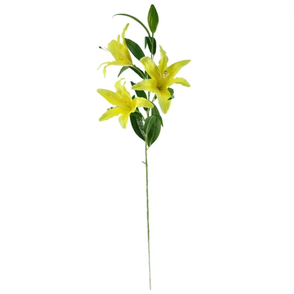 Artificial Flowers Large Yellow Lily Stem - 3 Flowers 100cm - Image 3