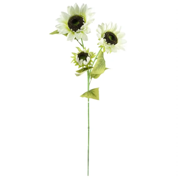 Artificial Flowers White Sunflower - 3 heads 88cm - Image 3