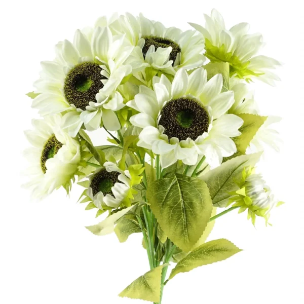 Artificial Flowers White Sunflower - 3 heads 88cm - Image 5