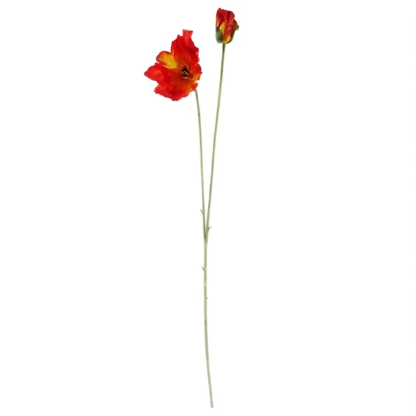 Artificial Flowers Poppy Stem - 2 Flowers 100cm - Image 2