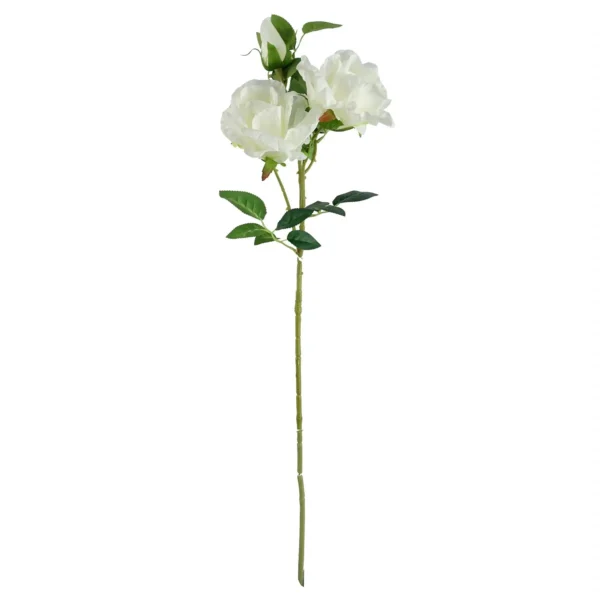 Artificial Flowers White Rose Stem - 3 flowers 80cm - Image 2