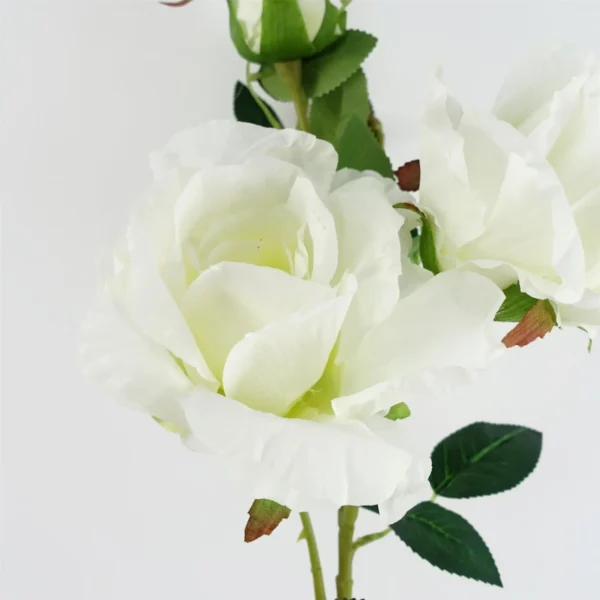 Artificial Flowers White Rose Stem - 3 flowers 80cm - Image 3