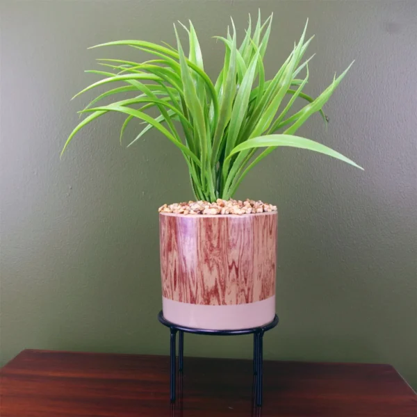 Artificial Grass Ceramic Planter & Metal 35cm