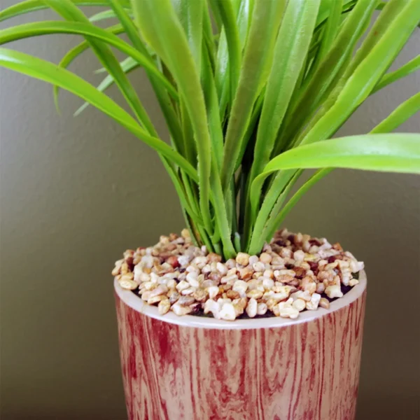 Artificial Grass Ceramic Planter & Metal 35cm - Image 2