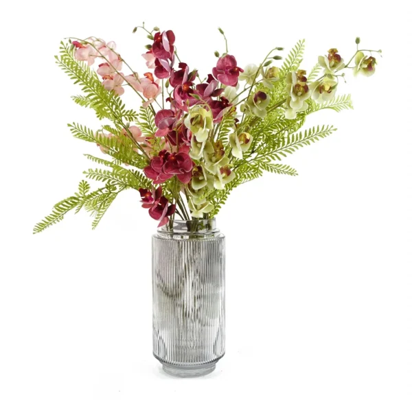 Artificial Flowers Pink Mini Orchid Stem 80cm - Image 3