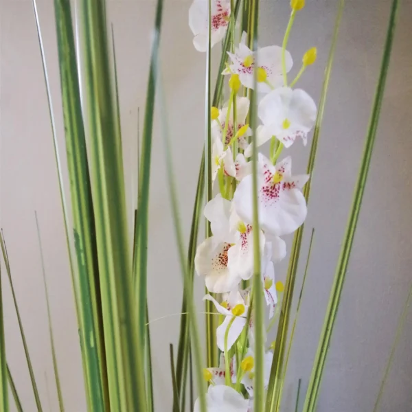 Artificial Grass Plant White Orchid Flowers 165cm - Image 3