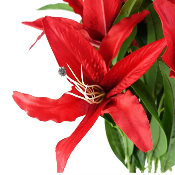 Artificial Flowers Large Red Lily Stem - 3 Flowers 100cm - Image 2