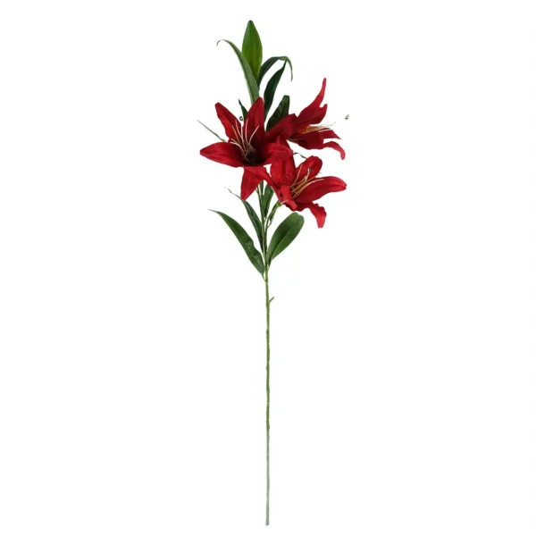 Artificial Flowers Large Red Lily Stem - 3 Flowers 100cm - Image 3