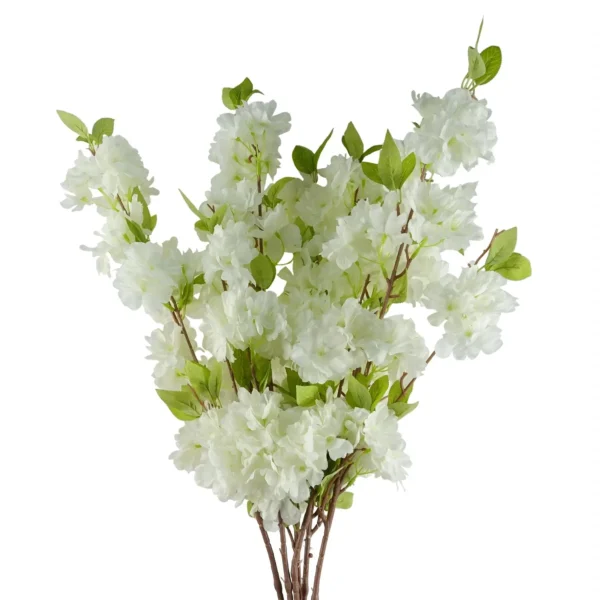 Artificial Flowers White Blossom Stem 100cm - Image 5