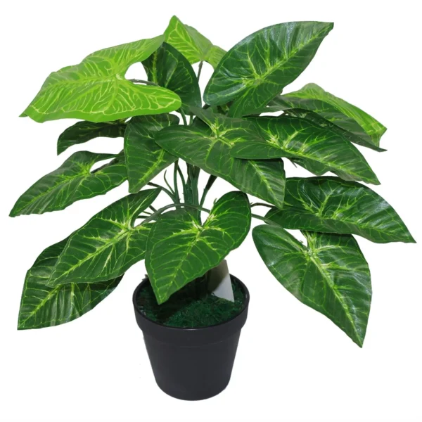 Artificial Foliage Plant Pot 45cm Dark Taro Plants - Image 2