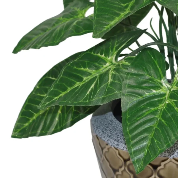 Artificial Foliage Plant Pot 45cm Dark Taro Plants - Image 3