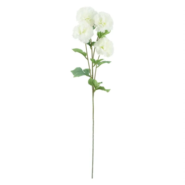 Artificial Flowers White Carnation Stem - 4 Flowers 70cm - Image 2