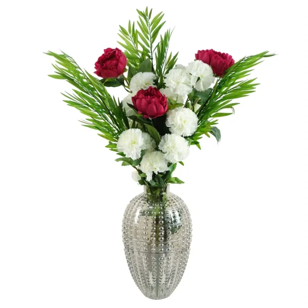 Artificial Flowers White Carnation Stem - 4 Flowers 70cm - Image 4