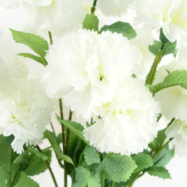 Artificial Flowers White Carnation Stem - 4 Flowers 70cm - Image 5