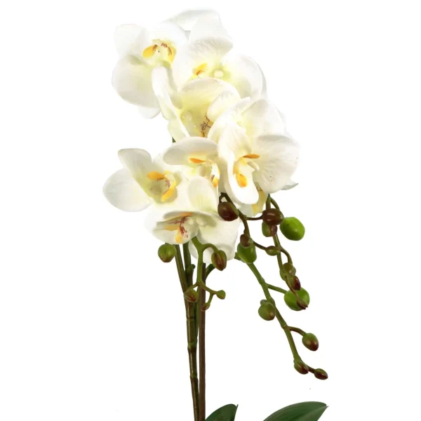 Artificial Orchid Plant White Gold Pot 54cm - Image 2