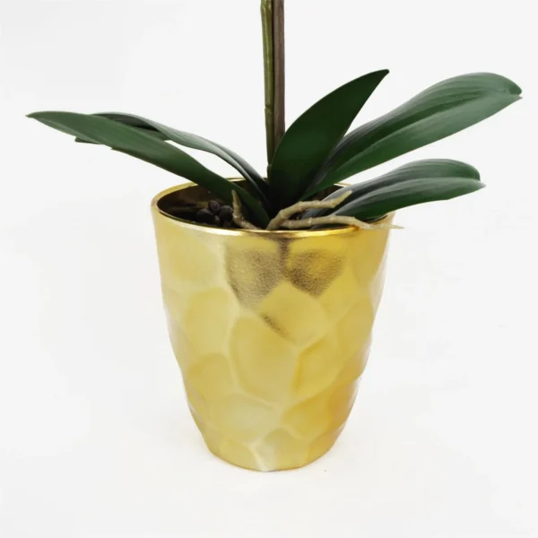 Artificial Orchid Plant White Gold Pot 54cm - Image 3