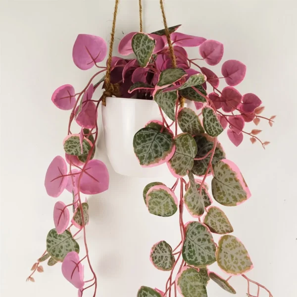 Artificial Hanging Plant Pink Plant Hearts - Image 3