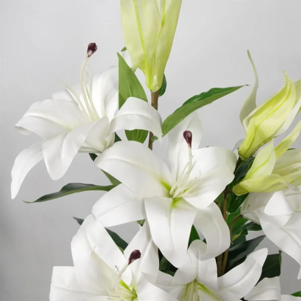 Artificial Lily Plant Stargazer Style 90cm Pink White Pot - Image 3