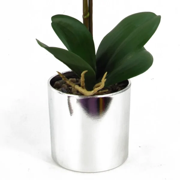 Artificial Orchid White Silver Pot 46cm - Image 3