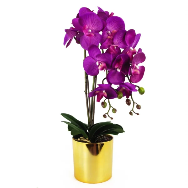 Artificial Orchid Large Purple Gold 52cm - Image 3