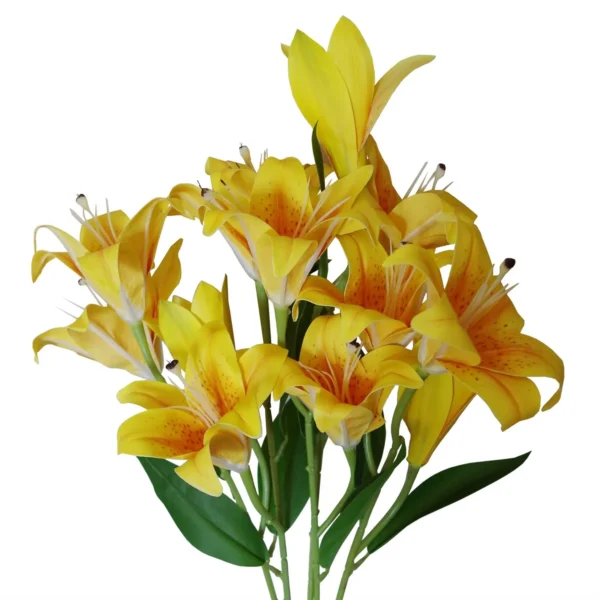 Artificial Lily Plants Yellow 60cm 12 x Bare Stem Flowers - Image 2