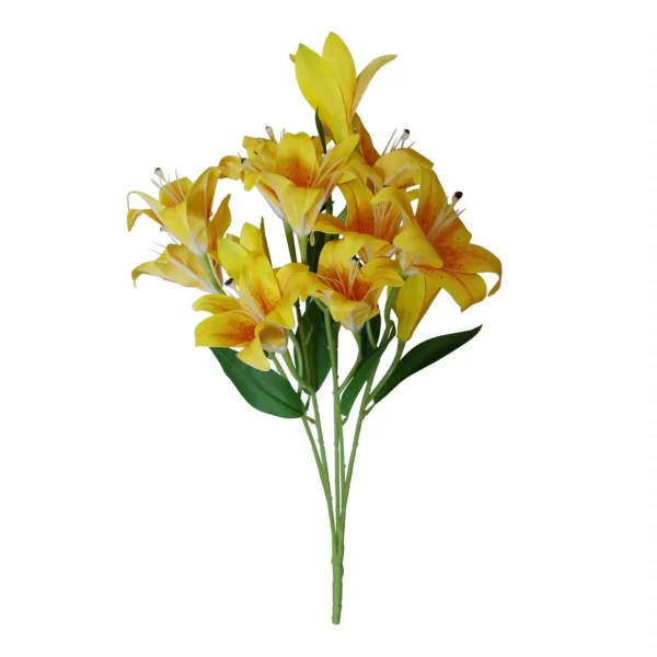 Artificial Lily Plants Yellow 60cm 12 x Bare Stem Flowers - Image 3