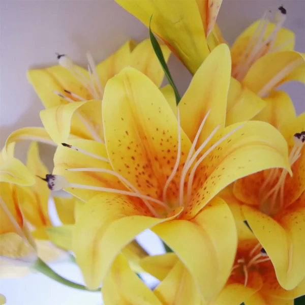 Artificial Lily Plants Yellow 60cm 12 x Bare Stem Flowers - Image 6