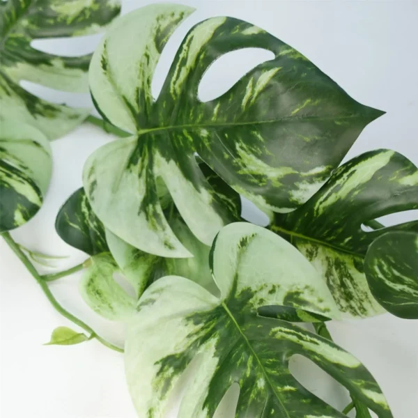 Artificial Hanging Plant Variegated Monstera Plant - Image 4