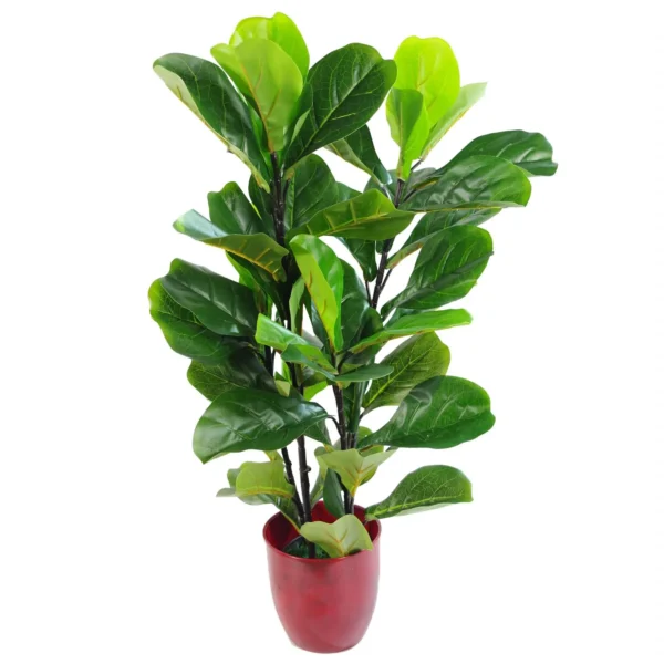 Artificial Plant Fiddle Fig Tree Plant Black Plastic Pot 90cm - Image 4