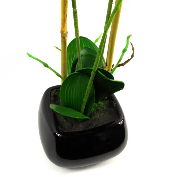 Artificial Orchid Black Ceramic Planter Pink Black Planter 70cm - Image 4