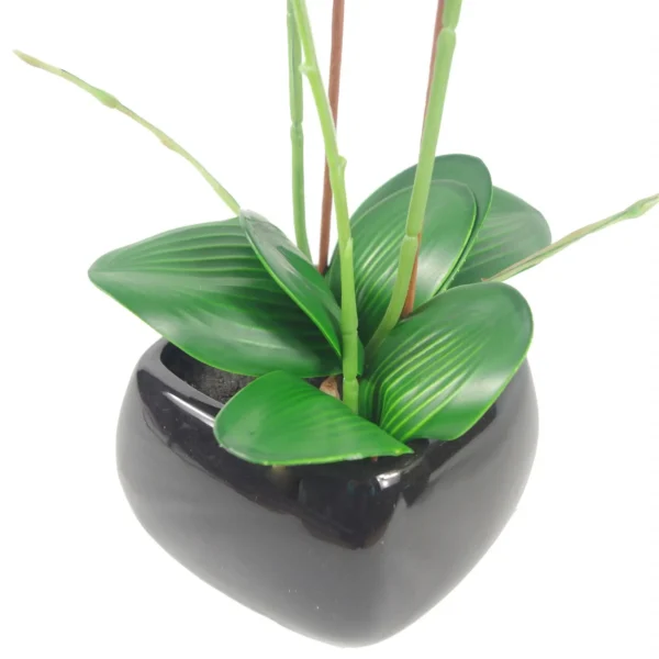 Artificial Orchid Flower Plant 70cm Pink Black Ceramic Planter - Image 2