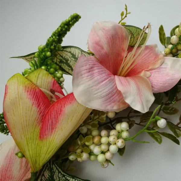 Artificial Pink Lily Wreath - Image 3