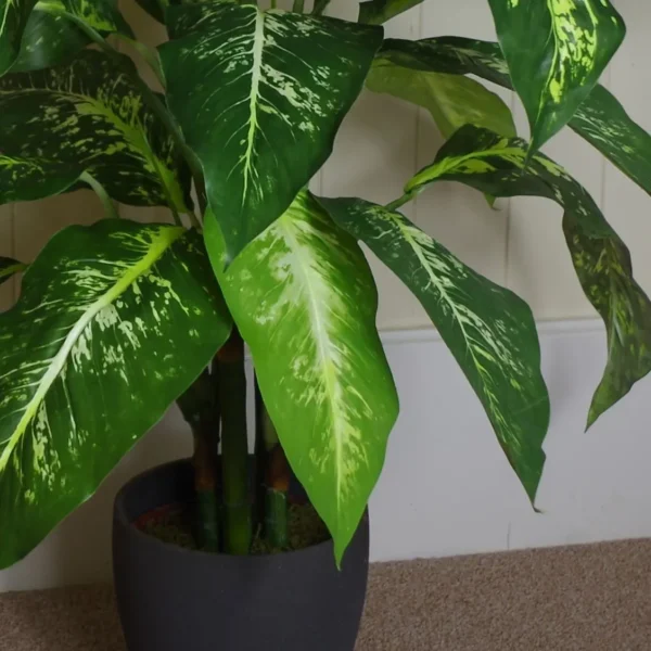 Artificial Plant Tree Silver Planter 100cm Aglaonema Leaf - Image 4