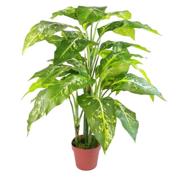 Artificial Plant Fox Aglaonema Tree Silver Metal Planter 100cm - Image 6