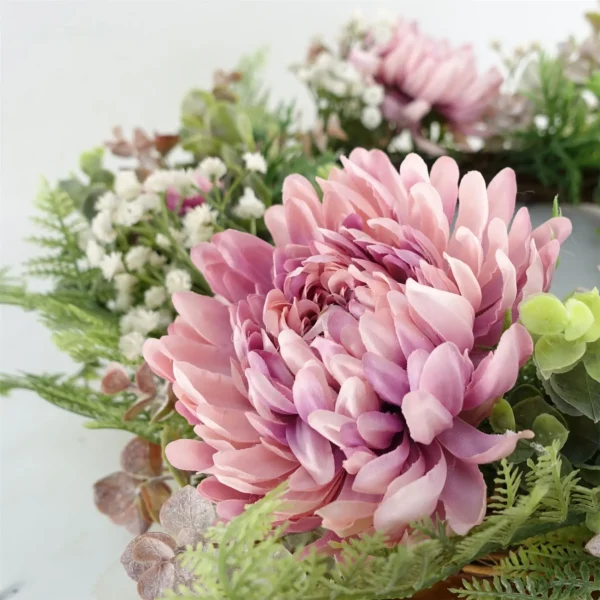 Artificial Pink Floral Wreath - Image 2