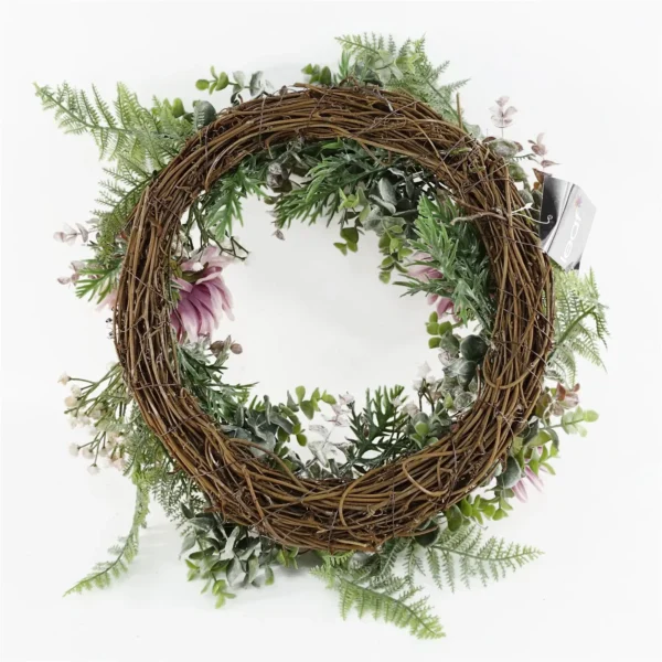 Artificial Pink Floral Wreath - Image 5