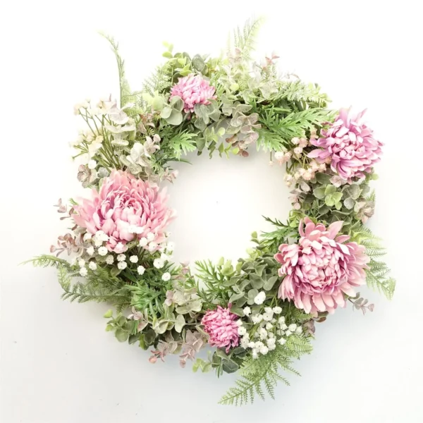 Artificial Pink Floral Wreath - Image 7